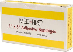 Medique - 3" Long x 1" Wide, General Purpose Self-Adhesive Bandage - Yellow, Plastic Bandage - Industrial Tool & Supply