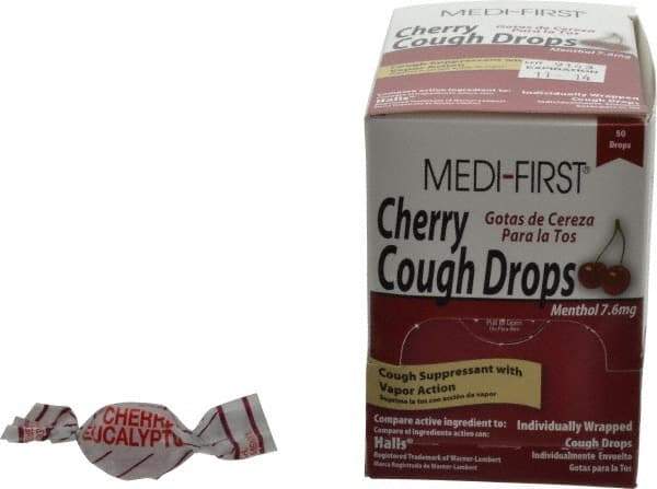 Medique - Cherry Flavor Medi-First Cough Drops Lozenges - Sore Throat Relief - Industrial Tool & Supply