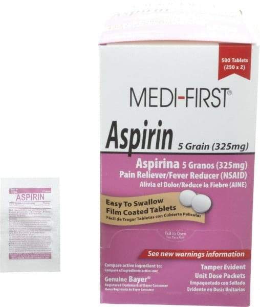 Medique - Medi-First Aspirin Tablets - Headache & Pain Relief - Industrial Tool & Supply