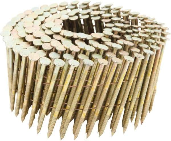 Stanley Bostitch - 12 Gauge 0.113" Shank Diam 2-3/8" Long Framing Nails for Power Nailers - Steel, Galvanized Finish, Ring Shank, Coil Wire Collation, Round Head, Chisel Point - Industrial Tool & Supply
