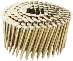 Stanley Bostitch - 12 Gauge 0.113" Shank Diam 2-3/8" Long Framing Nails for Power Nailers - Steel, Galvanized Finish, Ring Shank, Coil Wire Collation, Round Head, Chisel Point - Industrial Tool & Supply