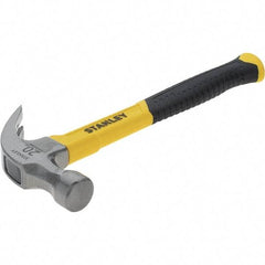 Stanley - 20 oz Head, Straight Rip Claw Hammer - 12.8" OAL, Steel Head, 1.18" Face Diam, Smooth Face, Fiberglass Handle with Grip - Industrial Tool & Supply