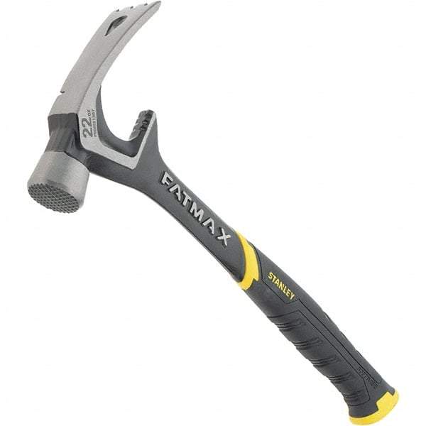 Stanley - 22 oz Head, Straight Rip Claw Hammer - 15.98" OAL, Steel Head, 1.34" Face Diam, Milled Face, Steel Handle with Grip - Industrial Tool & Supply
