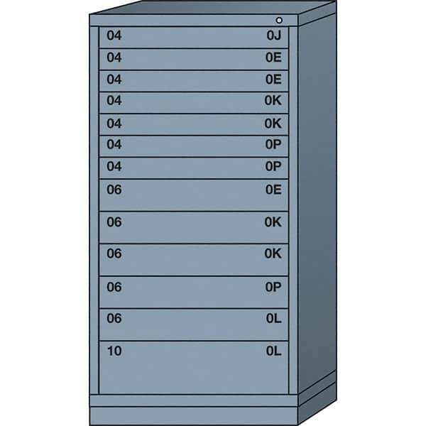 Lyon - 13 Drawer, Standard Eye-Level - Multiple Drawer Access Cabinet - Steel, 30" Wide x 28-1/4" Deep x 59-1/4" High, Dove Gray - Industrial Tool & Supply