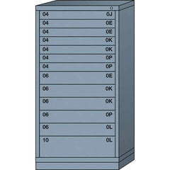 Lyon - 13 Drawer, Standard Eye-Level - Multiple Drawer Access Cabinet - Steel, 30" Wide x 28-1/4" Deep x 59-1/4" High, Dove Gray - Industrial Tool & Supply