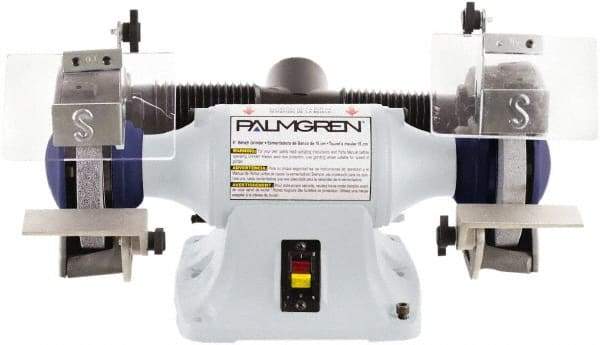 Palmgren - 6" Wheel Diam x 3/4" Wheel Width, 1/3 hp Grinder - 1/2" Arbor Hole Diam, 1 Phase, 3,450 Max RPM, 115/230 Volts - Industrial Tool & Supply