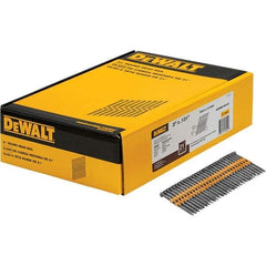 DeWALT - 9 Gauge 3" Long Framing Nails for Power Nailers - Steel, Bright Finish, Smooth Shank, Angled Stick Collation, Round Head - Industrial Tool & Supply