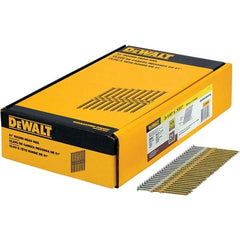 DeWALT - 9 Gauge 3-1/4" Long Framing Nails for Power Nailers - Steel, Galvanized Finish, Smooth Shank, Angled Stick Collation, Round Head - Industrial Tool & Supply