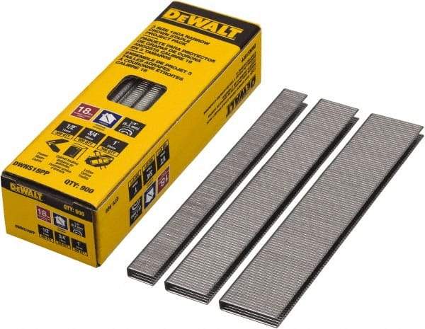 DeWALT - 1/2" Long x 0.05" Wide, 18 Gauge Crowned Construction Staple - Steel, Galvanized Finish, Chisel Point - Industrial Tool & Supply