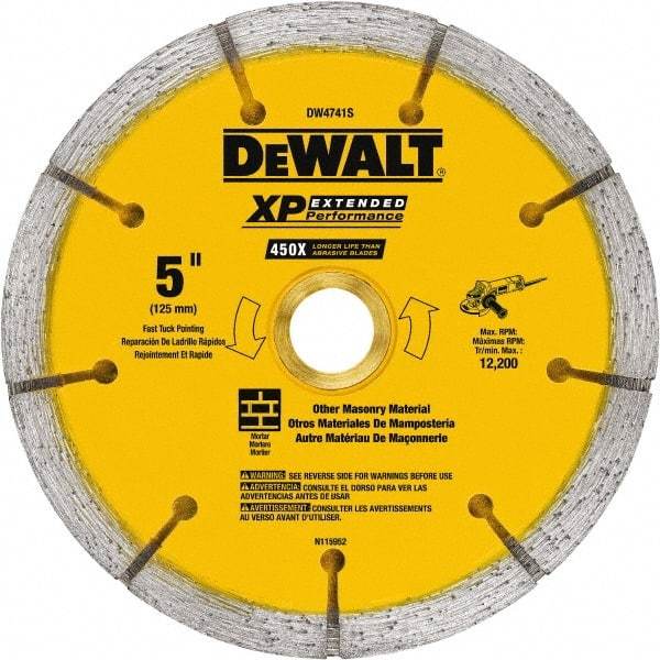 DeWALT - 5" Diam x 7/8" Hole x 1/4" Thick, I Hardness, Surface Grinding Wheel - Diamond, Type 1, Fine Grade - Industrial Tool & Supply