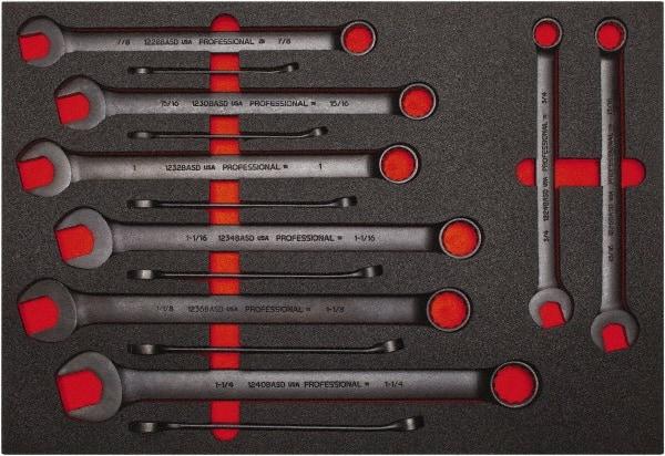 Proto - 14 Piece, 3/8" to 1-1/4", 12 Point Spline Combination Wrench Set - Inch Measurement Standard, Black Oxide Finish, Comes in Roll Pouch - Industrial Tool & Supply