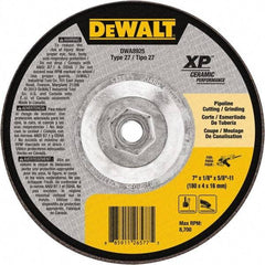 DeWALT - 24 Grit, 7" Wheel Diam, Type 27 Depressed Center Wheel - Coarse/Medium Grade, Ceramic, N Hardness, 8,700 Max RPM - Industrial Tool & Supply