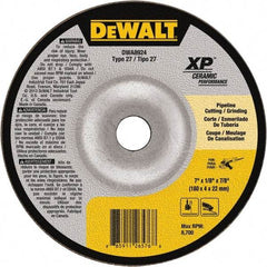 DeWALT - 24 Grit, 7" Wheel Diam, 7/8" Arbor Hole, Type 27 Depressed Center Wheel - Coarse/Medium Grade, Ceramic, N Hardness, 8,700 Max RPM - Industrial Tool & Supply