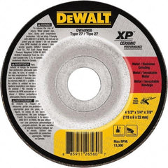 DeWALT - 24 Grit, 4-1/2" Wheel Diam, 7/8" Arbor Hole, Type 27 Depressed Center Wheel - Coarse/Medium Grade, Ceramic, N Hardness, 13,300 Max RPM - Industrial Tool & Supply