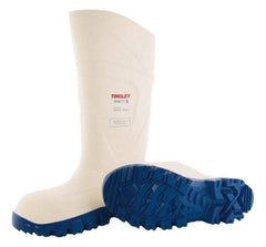 Tingley - Unisex Size 14 Medium Width Steel Knee Boot - White, Blue, Polyurethane Upper, Polyurethane Outsole, 15" High, Pull-On - Industrial Tool & Supply