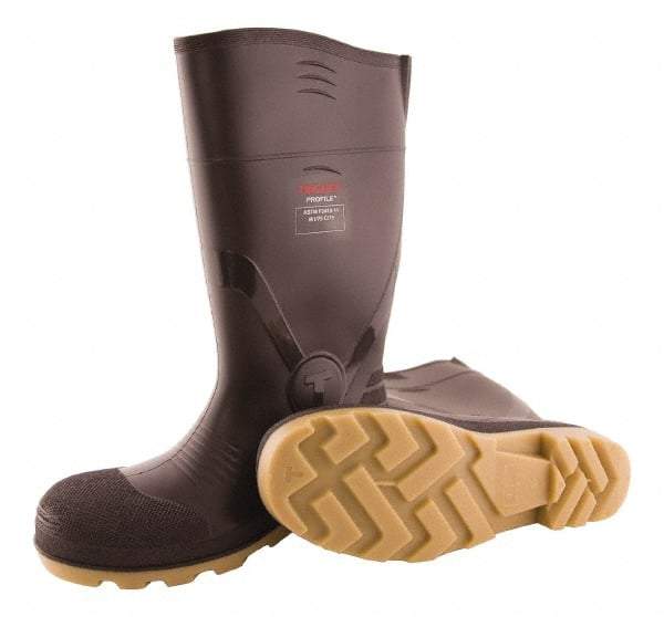 Tingley - Unisex Size 4 Medium Width Composite Knee Boot - Brown, Crepe, PVC Upper, PVC Outsole, 15" High, Pull-On - Industrial Tool & Supply