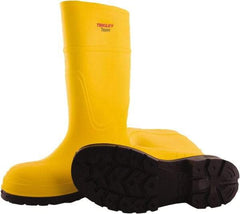 Tingley - Unisex Size 12 Medium Width Steel Knee Boot - Yellow, Navy, Polyurethane Upper, Polyurethane Outsole, 15" High, Pull-On - Industrial Tool & Supply
