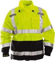 Tingley - Size L High Visibility Jacket - Lime, Black, Polyurethane & Denier Polyester, Zipper Closure - Industrial Tool & Supply