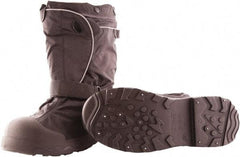 Tingley - Men's S (Women's M) Traction Overboots - 14" High, Plain Toe, Cleated & Studded Sole, Rubber Upper, Black, 100% Liquid Proof, Reflective - Industrial Tool & Supply