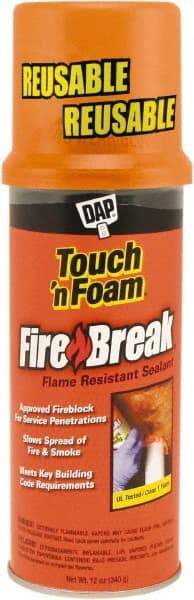 DAP - 12 oz Aerosol Orange Polyurethane Fire Barrier Foam - 10 to 25 min Tack Free Dry Time, 4 hr Full Cure Time - Industrial Tool & Supply