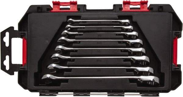 Blackhawk by Proto - 7 Piece, 1/4" to 11/16", Reversible Ratcheting Combination Wrench Set - Inch Measurement Standard, Chrome Finish, Comes in Case - Industrial Tool & Supply