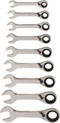 Blackhawk by Proto - 13 Piece, 6mm to 19mm, Stubby Ratcheting Combination Wrench Set - Metric Measurement Standard, Chrome Finish, Canvas Roll - Industrial Tool & Supply