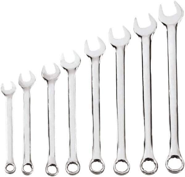 Blackhawk by Proto - 8 Piece, 1/4" to 11/16", 6, 12 Point Combination Wrench Set - Inch Measurement Standard, Chrome Finish, Comes in Case - Industrial Tool & Supply