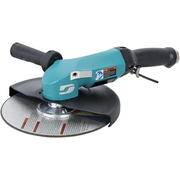 Dynabrade - 9" Wheel Diam, 6,500 RPM, Pneumatic Angle & Disc Grinder - 5/8-11 Spindle, 115 CFM, Adjustable Exhaust - Industrial Tool & Supply