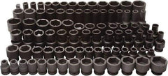 Blackhawk by Proto - 86 Piece 3/8" & 1/2" Drive Deep Well Impact Socket Set - 6 Points, 5/16" to 1" (7mm to 22mm) Range, Inch/Metric Measurement Standard - Industrial Tool & Supply