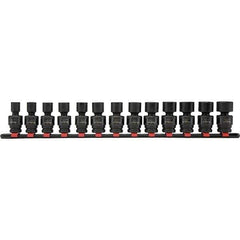 Blackhawk by Proto - 13 Piece 13/8" Drive Deep Well Impact Socket Set - 6 Points, 7 to 19mm Range, Metric Measurement - Industrial Tool & Supply
