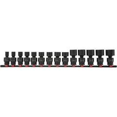 Blackhawk by Proto - 14 Piece 1/2" Drive Impact Socket Set - 6 Points, 7/16" to 1-1/4" Range, Inch Measurement Standard - Industrial Tool & Supply