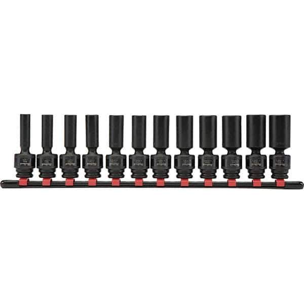 Blackhawk by Proto - 12 Piece 3/8" Drive Deep Well Impact Socket Set - 6 Points, 8mm to 19mm Range, Metric Measurement Standard - Industrial Tool & Supply