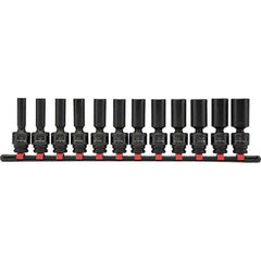 Blackhawk by Proto - 12 Piece 3/8" Drive Deep Well Impact Socket Set - 6 Points, 8mm to 19mm Range, Metric Measurement Standard - Industrial Tool & Supply