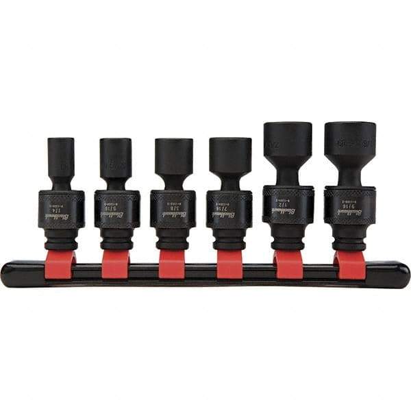 Blackhawk by Proto - 6 Piece 1/4" Drive Deep Well Impact Socket Set - 6 Points, 1/4" to 9/16" Range, Inch Measurement Standard - Industrial Tool & Supply