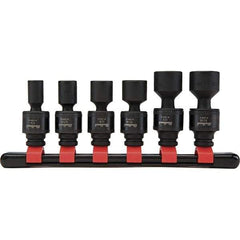 Blackhawk by Proto - 6 Piece 1/4" Drive Deep Well Impact Socket Set - 6 Points, 1/4" to 9/16" Range, Inch Measurement Standard - Industrial Tool & Supply