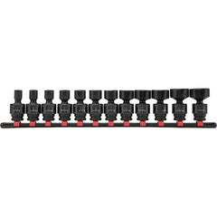 Blackhawk by Proto - 12 Piece 3/8" Drive Impact Socket Set - 6 Points, 5/16" to 1" Range, Inch Measurement Standard - Industrial Tool & Supply