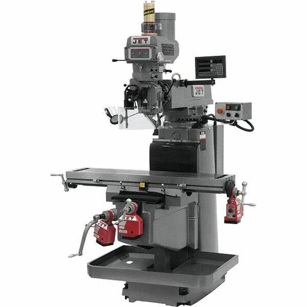 Jet - 54" Table Width x 12" Table Length, Variable Speed Pulley Control, 3 Phase Knee Milling Machine - NST40 Spindle Taper, 5 hp - Industrial Tool & Supply