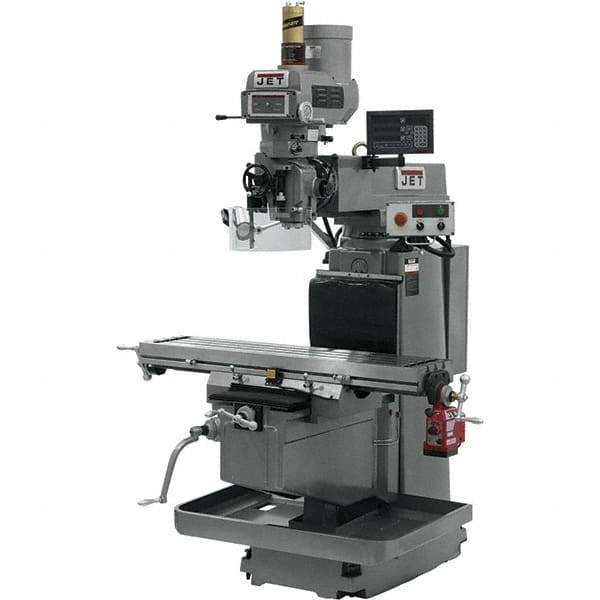 Jet - 54" Table Width x 12" Table Length, Variable Speed Pulley Control, 3 Phase Knee Milling Machine - NST40 Spindle Taper, 5 hp - Industrial Tool & Supply