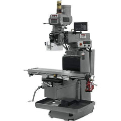 Jet - 54" Table Width x 12" Table Length, Variable Speed Pulley Control, 3 Phase Knee Milling Machine - NST40 Spindle Taper, 5 hp - Industrial Tool & Supply