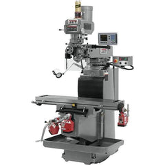 Jet - 54" Table Width x 12" Table Length, Variable Speed Pulley Control, 3 Phase Knee Milling Machine - R8 Spindle Taper, 5 hp - Industrial Tool & Supply