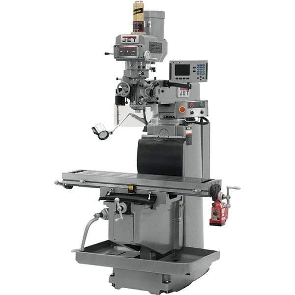 Jet - 54" Table Width x 12" Table Length, Variable Speed Pulley Control, 3 Phase Knee Milling Machine - R8 Spindle Taper, 5 hp - Industrial Tool & Supply