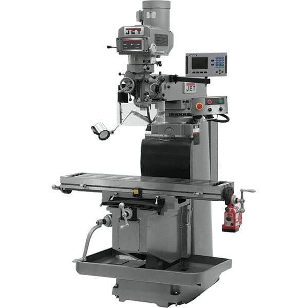 Jet - 54" Table Width x 12" Table Length, Variable Speed Pulley Control, 3 Phase Knee Milling Machine - R8 Spindle Taper, 5 hp - Industrial Tool & Supply