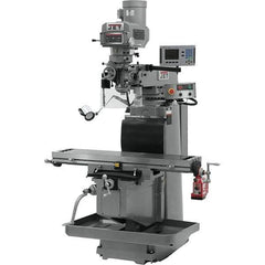 Jet - 54" Table Width x 12" Table Length, Variable Speed Pulley Control, 3 Phase Knee Milling Machine - R8 Spindle Taper, 5 hp - Industrial Tool & Supply