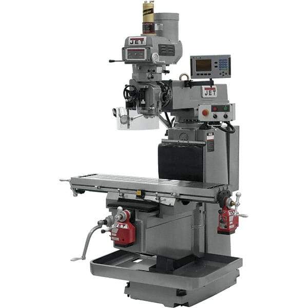 Jet - 54" Table Width x 12" Table Length, Variable Speed Pulley Control, 3 Phase Knee Milling Machine - NST40 Spindle Taper, 5 hp - Industrial Tool & Supply