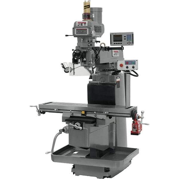 Jet - 54" Table Width x 12" Table Length, Variable Speed Pulley Control, 3 Phase Knee Milling Machine - NST40 Spindle Taper, 5 hp - Industrial Tool & Supply