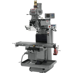 Jet - 54" Table Width x 12" Table Length, Variable Speed Pulley Control, 3 Phase Knee Milling Machine - NST40 Spindle Taper, 5 hp - Industrial Tool & Supply