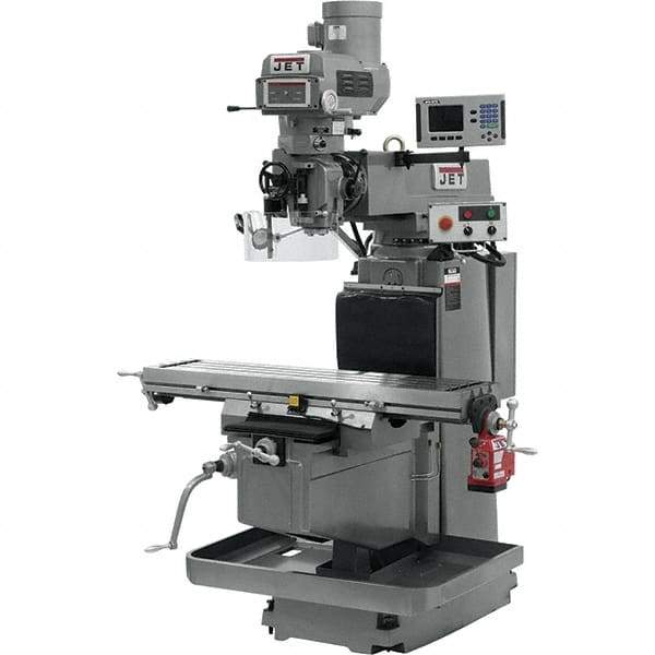 Jet - 54" Table Width x 12" Table Length, Variable Speed Pulley Control, 3 Phase Knee Milling Machine - NST40 Spindle Taper, 5 hp - Industrial Tool & Supply