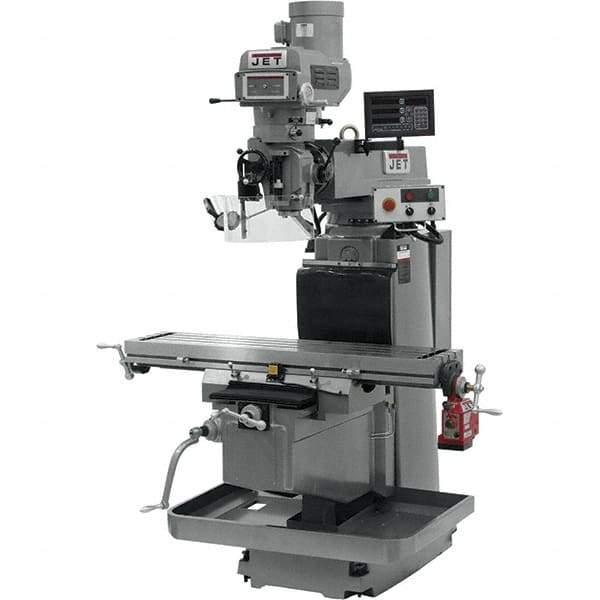Jet - 54" Table Width x 12" Table Length, Electronic Variable Speed Control, 3 Phase Knee Milling Machine - NST40 Spindle Taper, 5 hp - Industrial Tool & Supply