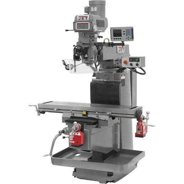 Jet - 54" Table Width x 12" Table Length, Electronic Variable Speed Control, 3 Phase Knee Milling Machine - NT40 Spindle Taper, 5 hp - Industrial Tool & Supply