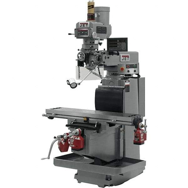 Jet - 54" Table Width x 12" Table Length, Electronic Variable Speed Control, 3 Phase Knee Milling Machine - R8 Spindle Taper, 5 hp - Industrial Tool & Supply